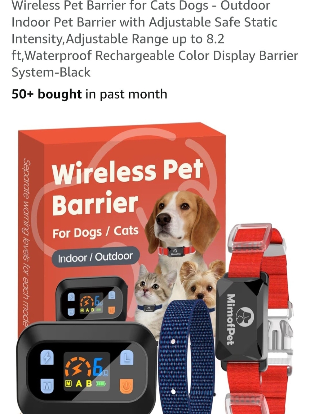 Wireless Pet Barrier Receiver Collar with Red Strap